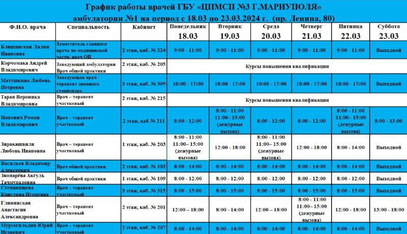������ ������ ������ ��� "����� �3 �. ���������" � 18.03 �� 23.03.2024 �