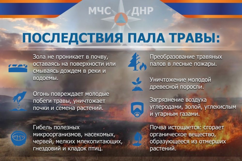 Управа Ильичевского внутригородского района города Мариуполь информирует об опасных последствиях от палов травы: