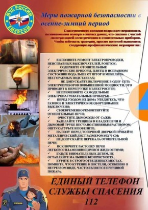 Уважаемые жители!. Напоминаем Вам о необходимости соблюдения мер пожарной безопасности в осенне-зимний период