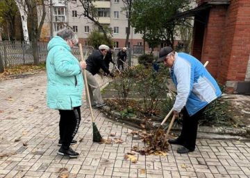 Сегодня сотрудники Управы Приморского района провели субботник на прилегающей территории