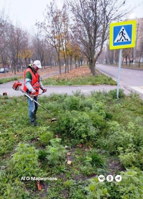 Мариупольские коммунальщики ведут сезонный покос травы