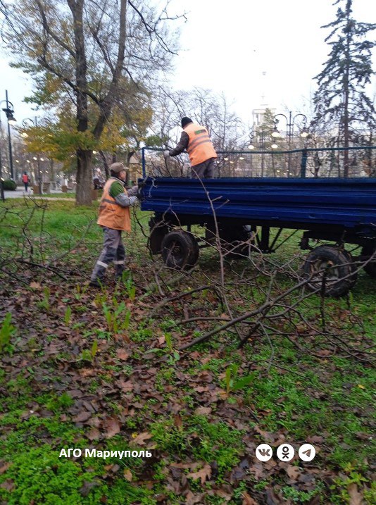 В Мариуполе коммунальщики продолжают благоустраивать зеленые зоны