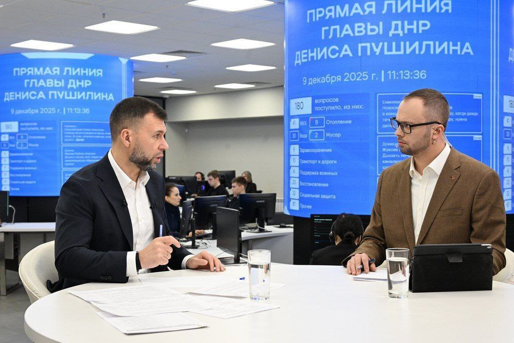 Денис Пушилин: Восстановили более 2400 км дорог, свыше 500 школ и детсадов, 119 медучреждений — на Прямой линии с жителями подвели итоги работы с 2022 года и наметили планы на следующий