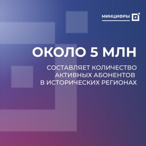 В исторических регионах зарегистрировано 5 млн активных абонентов – Минцифры РФ