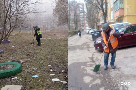 В трех районах Мариуполя коммунальщики провели уборку дворов многоэтажек