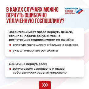 Ошибочно оплаченную пошлину можно вернуть