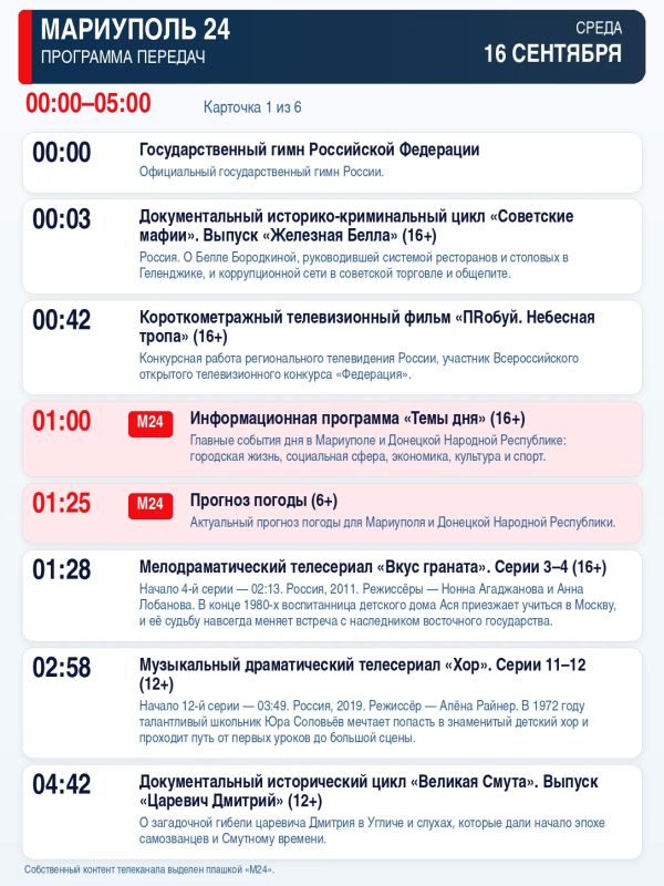 «Мариуполь 24» — программа передач