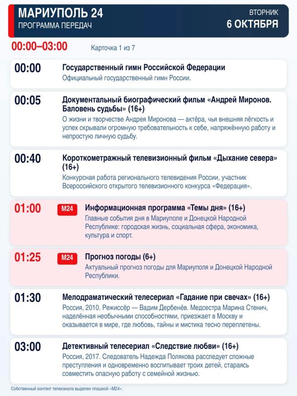 «Мариуполь 24» — программа передач