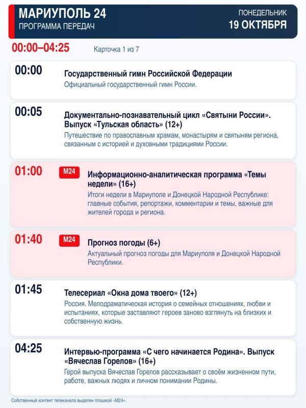 «Мариуполь 24» — программа передач